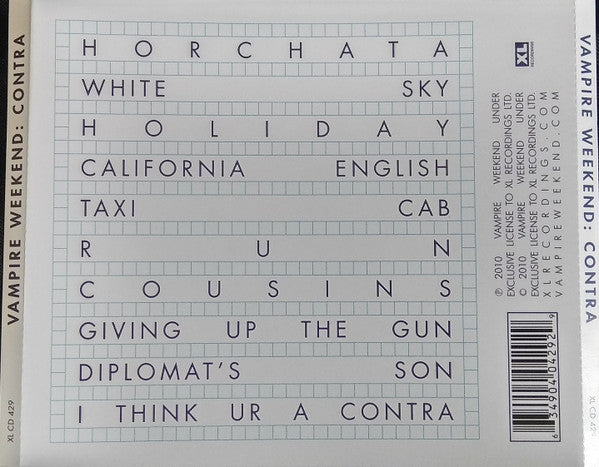 Vampire Weekend – Contra - 2010 CD Vinyl Pursuit Inc