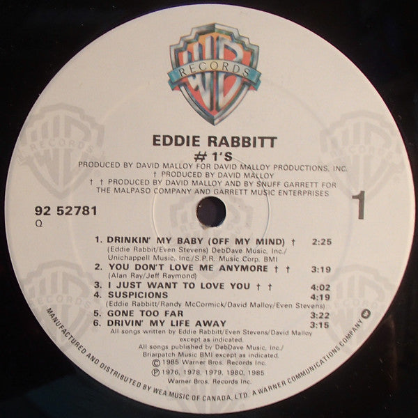 Eddie Rabbitt – # 1's - 1985 Compilation VinylPursuit.com