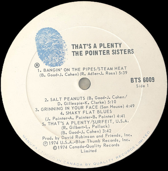 The Pointer Sisters – That's A Plenty - 1974 Vinyl Pursuit Inc