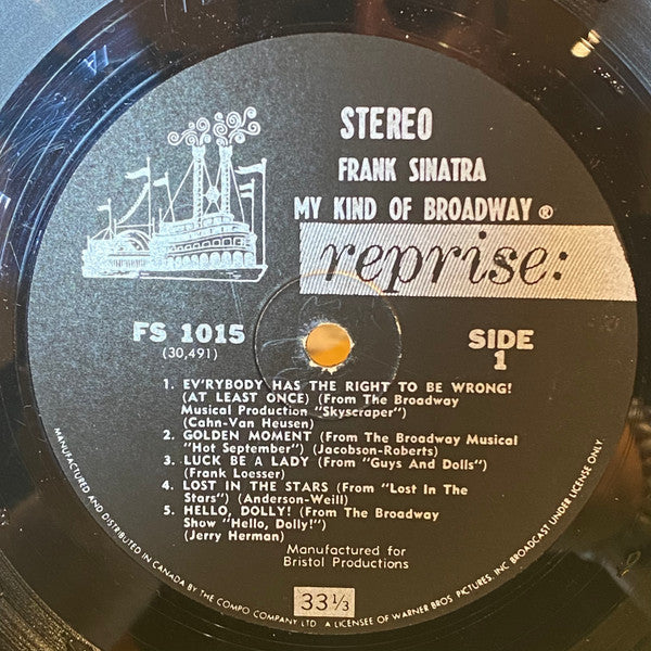 Frank Sinatra – My Kind Of Broadway - 1965 Vinyl Pursuit Inc