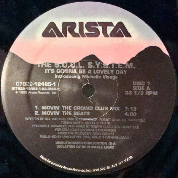 The S.O.U.L. S.Y.S.T.E.M. Introducing Michelle Visage – It's Gonna Be A Lovely Day - US 1992 Pressing