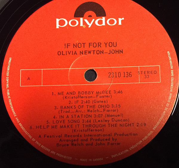 Olivia Newton-John – If Not For You VinylPursuit.com