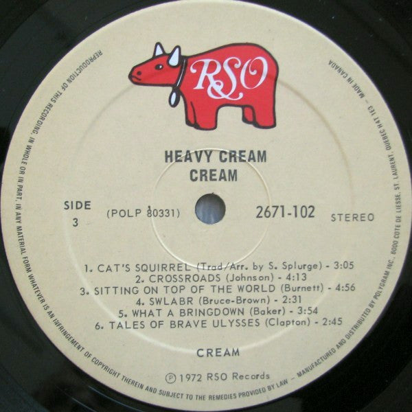 Cream – Heavy Cream  (Greatest Hits) - 1983 Pressing