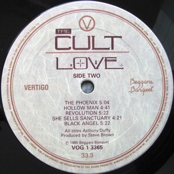 The Cult ‎– Love - 1985 Original Pressing, Signed, Rare! VinylPursuit.com