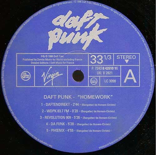 Daft Punk – Homework - 2001 Virgin Pressing, Near Mint Vinyl Pursuit Inc
