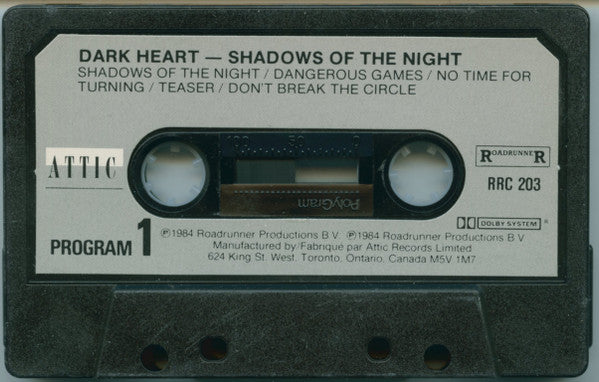 Dark Heart – Shadows Of The Night - 1984 Original Cassette VinylPursuit.com