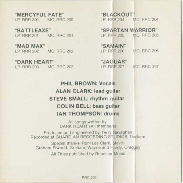 Dark Heart – Shadows Of The Night - 1984 Original Cassette VinylPursuit.com