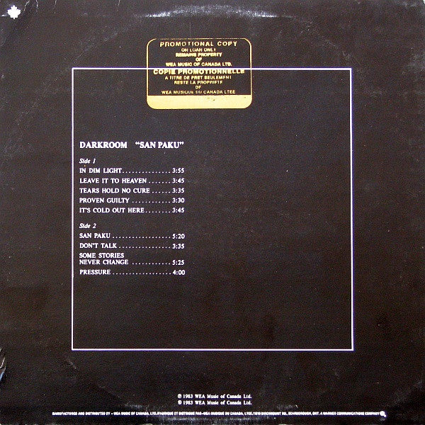 Darkroom ‎– San Paku - 1983 Promo VinylPursuit.com