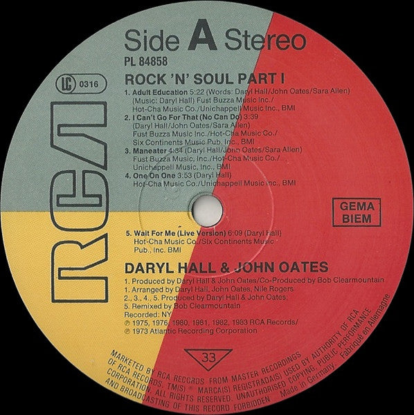 Daryl Hall & John Oates – Greatest Hits (Rock 'N Soul Part 1) - 1983 German Pressing with Poster