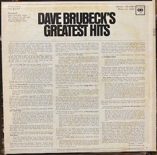Dave Brubeck – Dave Brubeck's Greatest Hits - US Pressing