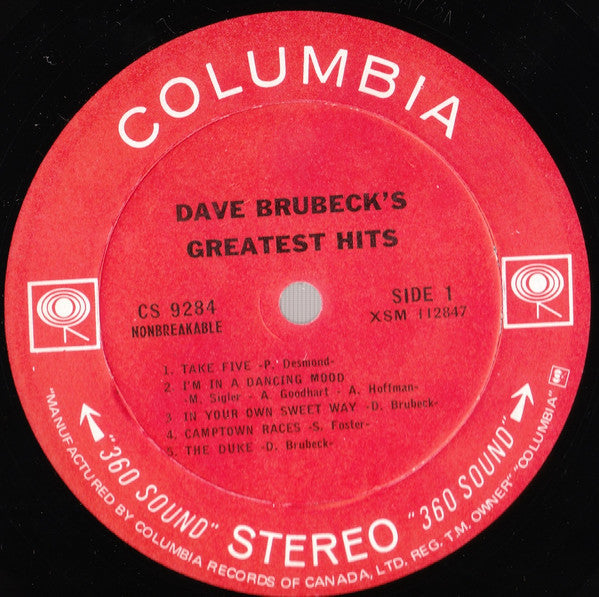 Dave Brubeck – Dave Brubeck's Greatest Hits - 1966 Original Pressing!