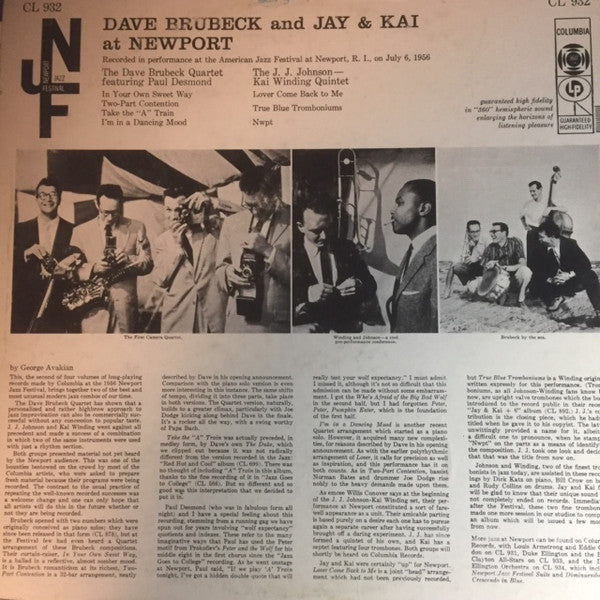 Dave Brubeck / Jay & Kai – At Newport - 1956 MONO Pressing