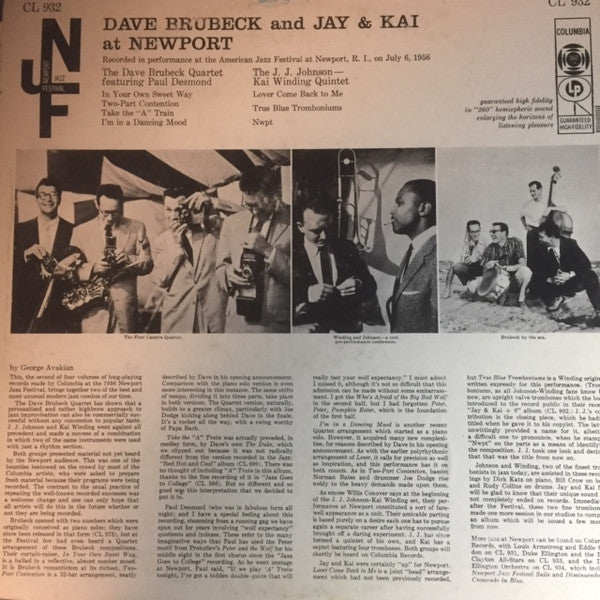 Dave Brubeck / Jay & Kai – At Newport - 1956 MONO Pressing – Vinyl