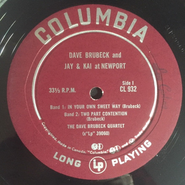 Dave Brubeck / Jay & Kai – At Newport - 1956 MONO Pressing