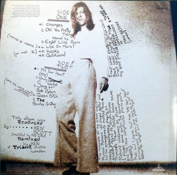 David Bowie – Hunky Dory - Parlophone 180g Pressing VinylPursuit.com