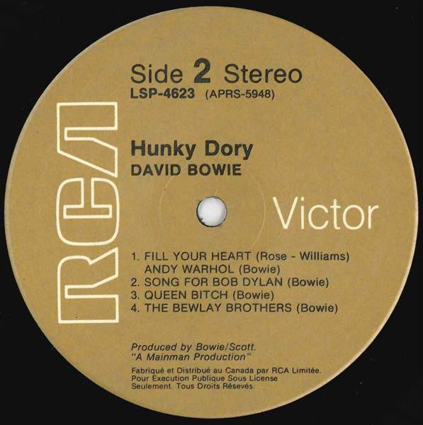 David Bowie – Hunky Dory - Early Pressing VinylPursuit.com