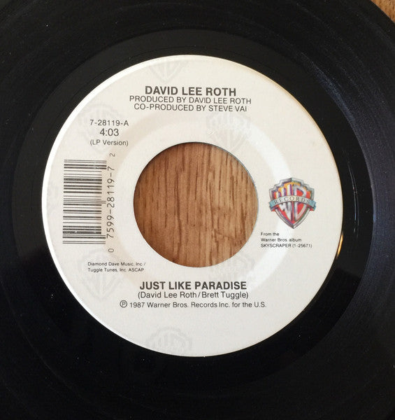 David Lee Roth – Just Like Paradise -  7" Single - 1987 US Original