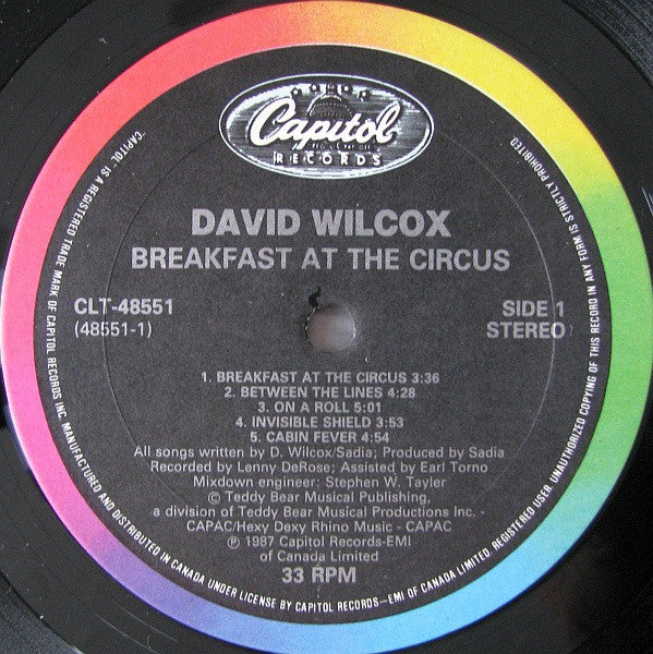 David Wilcox – Breakfast At The Circus - 1987 Original VinylPursuit.com