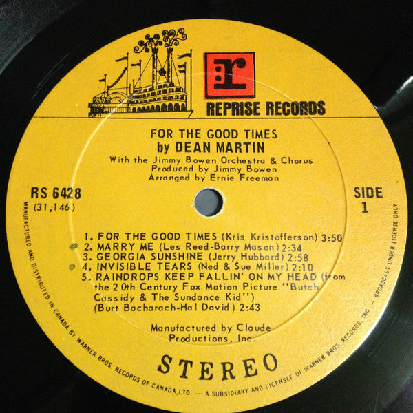Dean Martin ‎– For The Good Times - 1971  Original In Shrinkwrap!