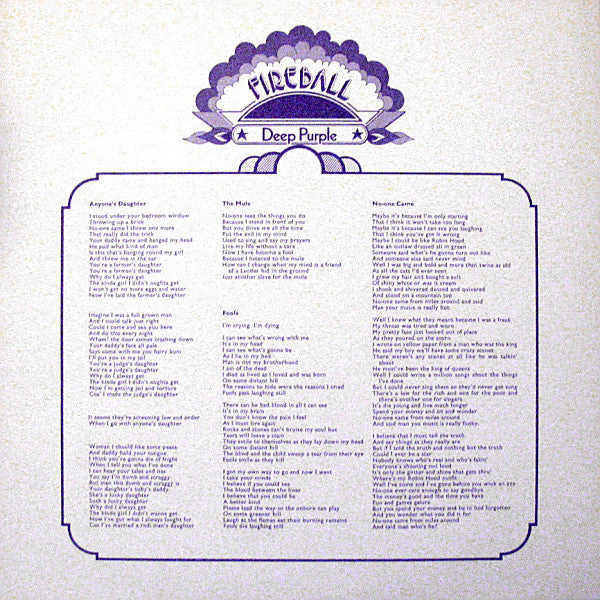 Deep Purple – Fireball - 1971 UK Original Pressing, Rare!