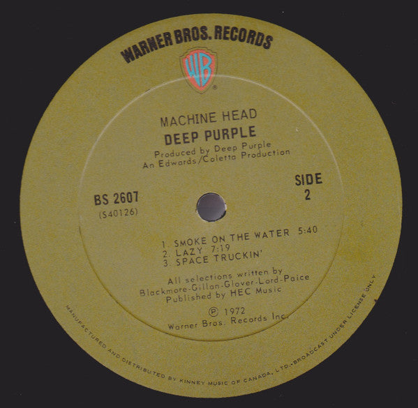 Deep Purple ‎– Machine Head - 1972 Original 1st Pressing