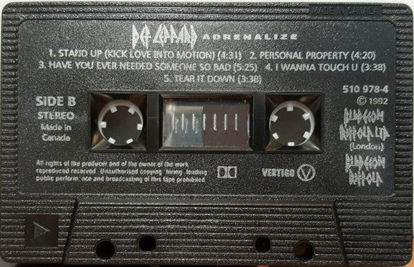 Def Leppard – Adrenalize - 1992 Original Cassette VinylPursuit.com