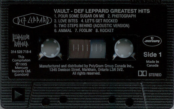 Def Leppard – Vault: Def Leppard Greatest Hits 1980-1995 - 1995 Cassette - Vinyl Pursuit Inc