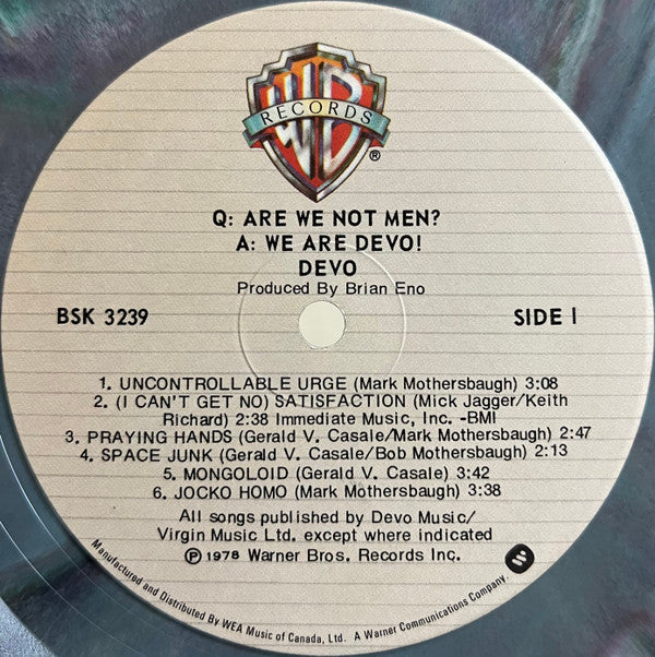 Devo – Q: Are We Not Men? A: We Are Devo! - Marble Multi-Colour Pressing! VinylPursuit.com