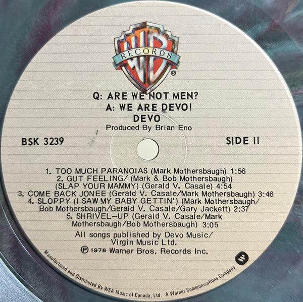 Devo – Q: Are We Not Men? A: We Are Devo! - Marble Multi-Colour Pressing! VinylPursuit.com