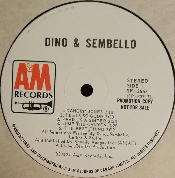 Dino And Sembello ‎– Dino & Sembello - 1974 Original Promo