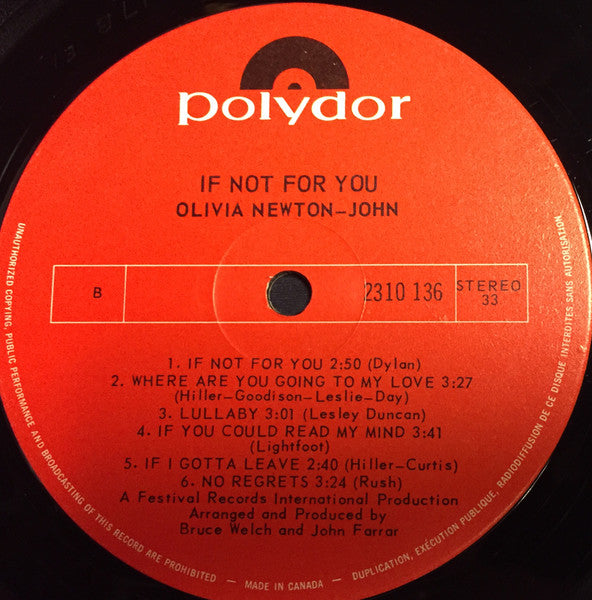 Olivia Newton-John – If Not For You VinylPursuit.com