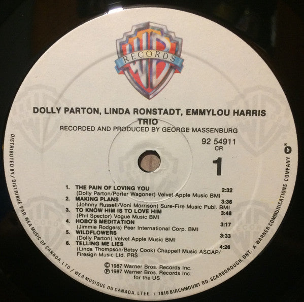 Dolly Parton, Linda Ronstadt & Emmylou Harris - Trio - 1987 Original VinylPursuit.com