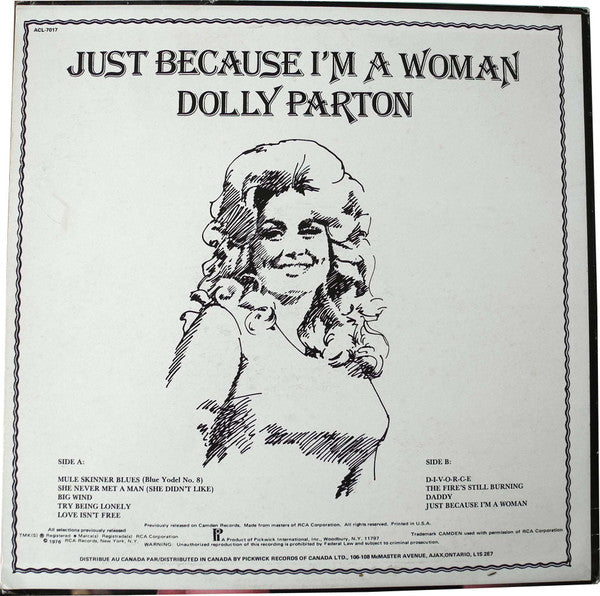 Dolly Parton – Just Because I'm A Woman - 1976 Original VinylPursuit.com
