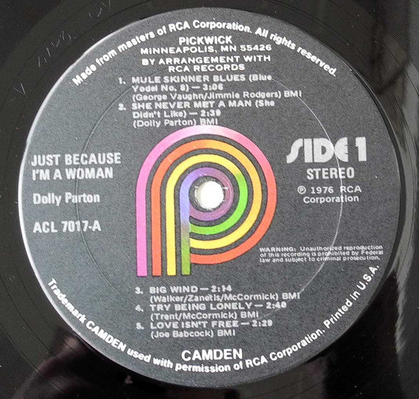 Dolly Parton – Just Because I'm A Woman - 1976 Original VinylPursuit.com