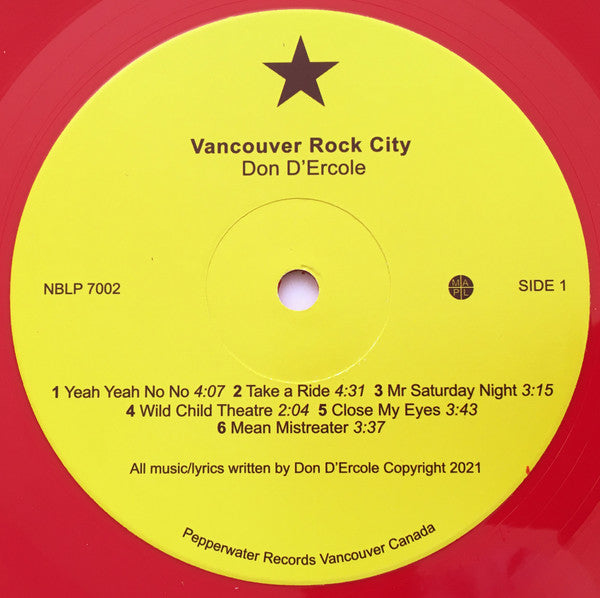 Don Dercole – Vancouver Rock City - Red Vinyl Vinyl Pursuit Inc