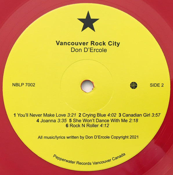 Don Dercole – Vancouver Rock City - Red Vinyl Vinyl Pursuit Inc