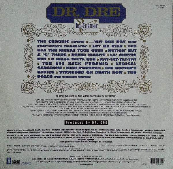 Dr Dre ‎– The Chronic -  1992 European Original!