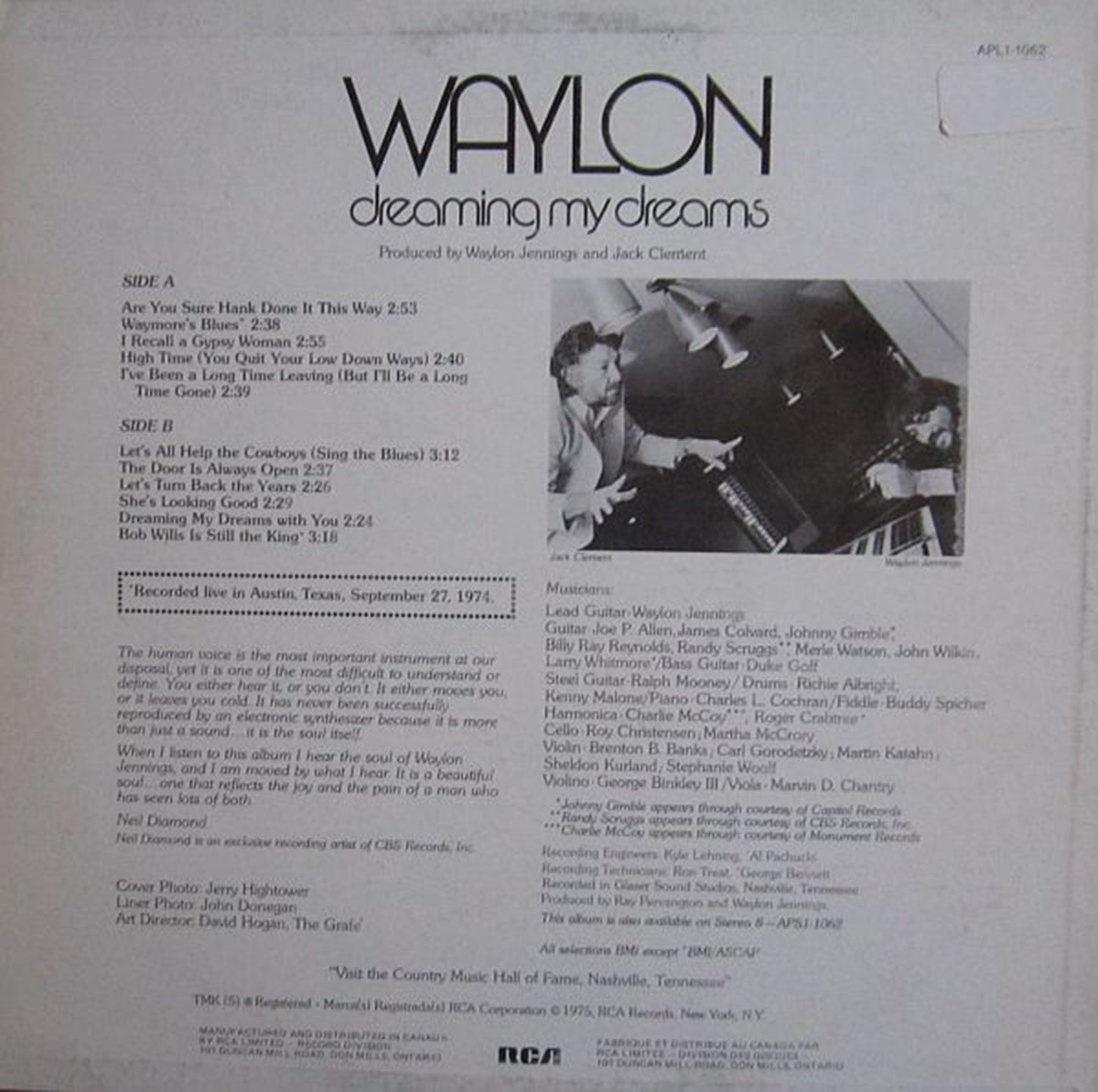 Waylon – Dreaming My Dreams - 1975 VinylPursuit.com