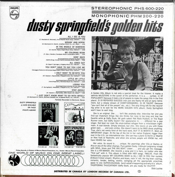 $1 Adopt-a-Classic - Dusty Springfield – Dusty Springfield's Golden Hits