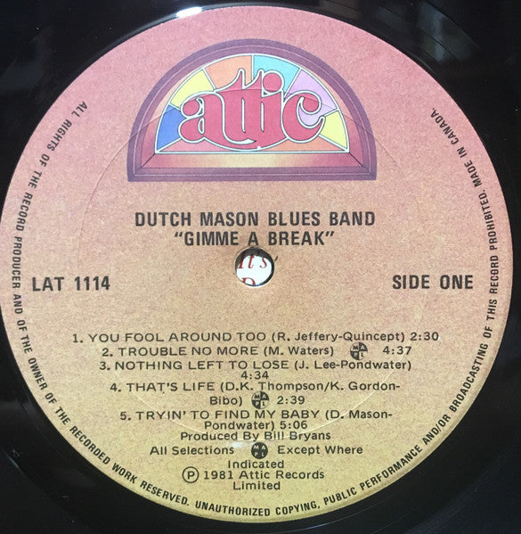 Dutch Mason Blues Band – Gimme A Break - 1981 VinylPursuit.com