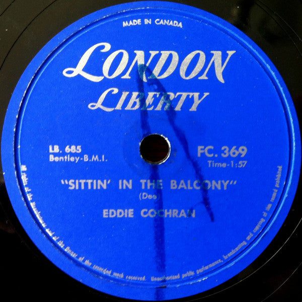 Eddie Cochran – Sittin' In The Balcony / Dark Lonely Street - Rare 1957 Pressing - 10" 78rpm