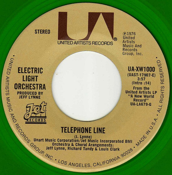 Electric Light Orchestra – Telephone Line -  7" Single, 1977 US Green Vinyl!