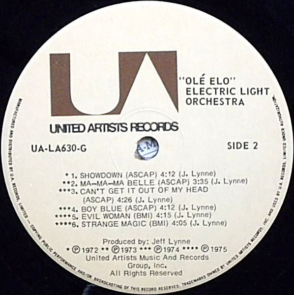 Electric Light Orchestra ‎– Ole ELO - 1976 Original!