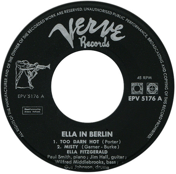 Ella Fitzgerald – Ella In Berlin - 7" EP, Rare Netherlands Pressing