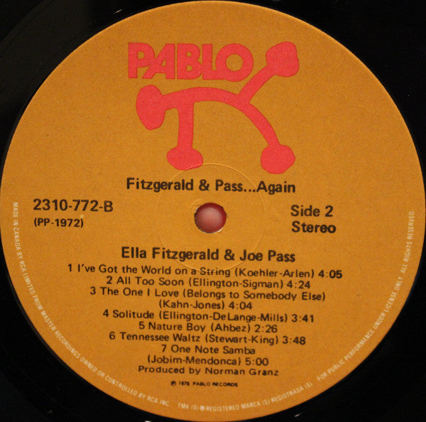 Ella Fitzgerald and Joe Pass ...Again - 1976 Original
