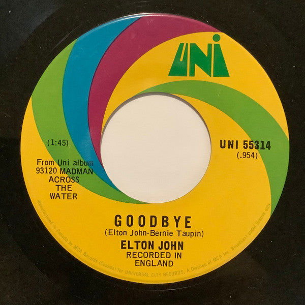 Elton John – Levon / Goodbye -  7" Single 1972 Vinyl Pursuit Inc