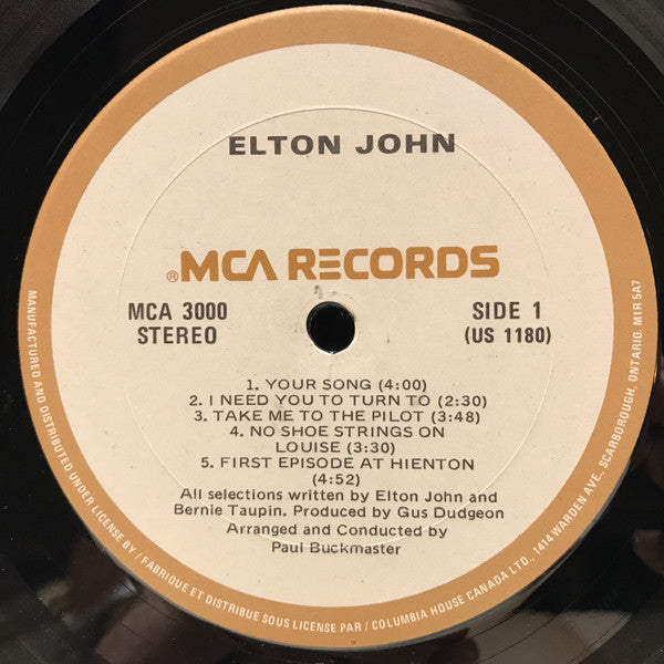Elton John ‎– Elton John - Early Pressing VinylPursuit.com