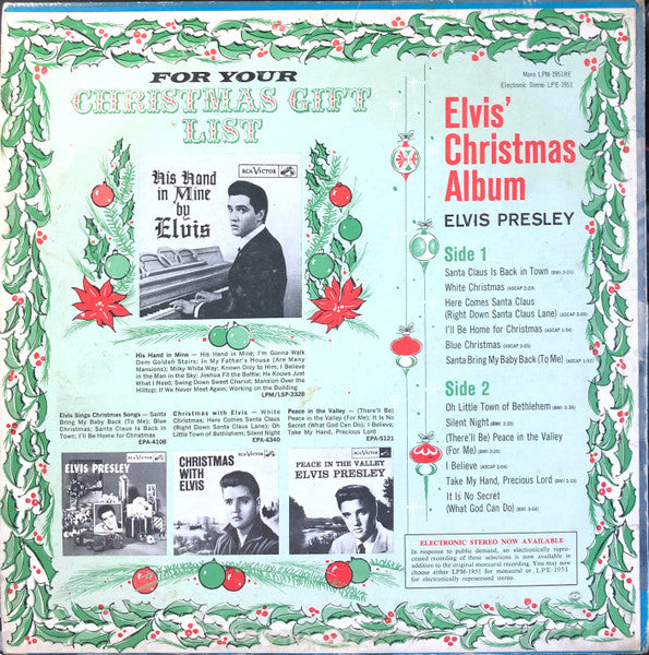 Elvis Presley – Elvis' Christmas Album - 1964 Mono Pressing