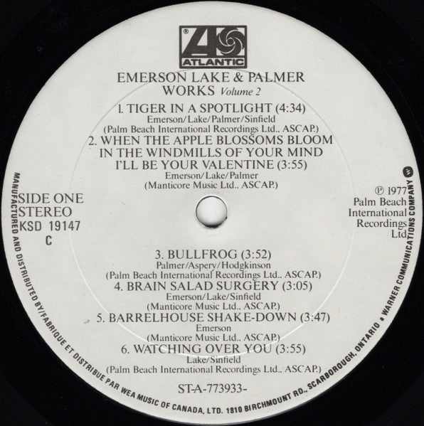 Emerson Lake and Palmer – Works (Volume 2) - 1977 Original, Bargain VinylPursuit.com