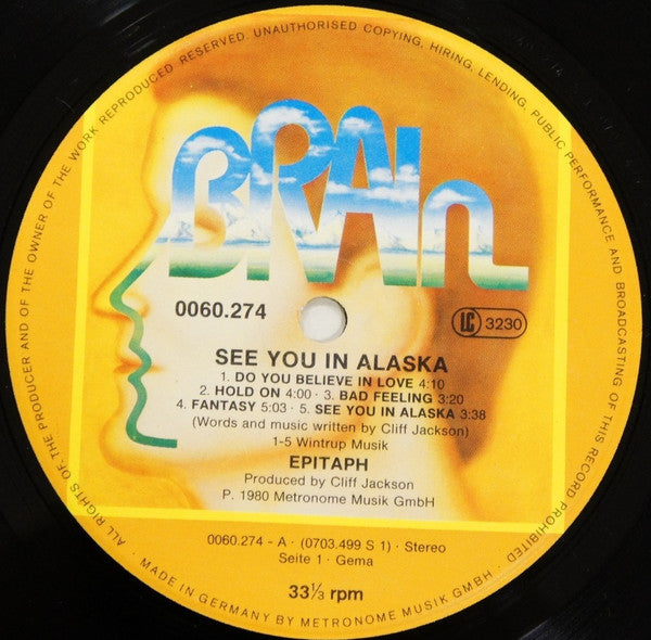Epitaph – See You In Alaska - 1980 Original German Pressing VinylPursuit.com